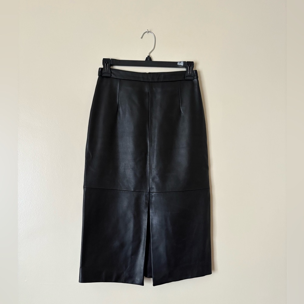 IRIS & INK Sophisticated Black Leather  Pencil Skirt